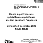 Préparation Grades - séance supplémentaire "Atelier questions/réponses" et formes spécifiques