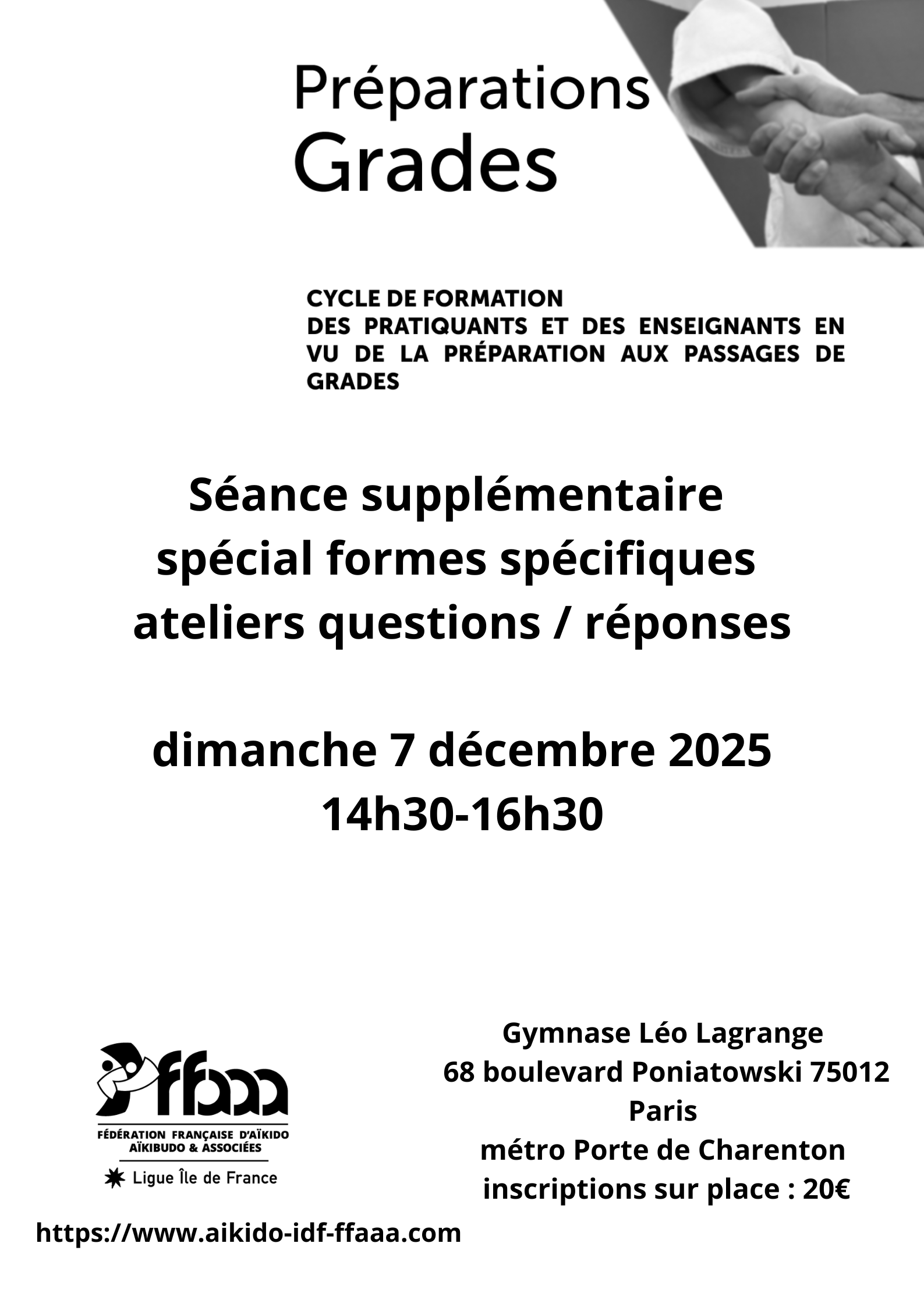 Préparation Grades - séance supplémentaire "Atelier questions/réponses" et formes spécifiques